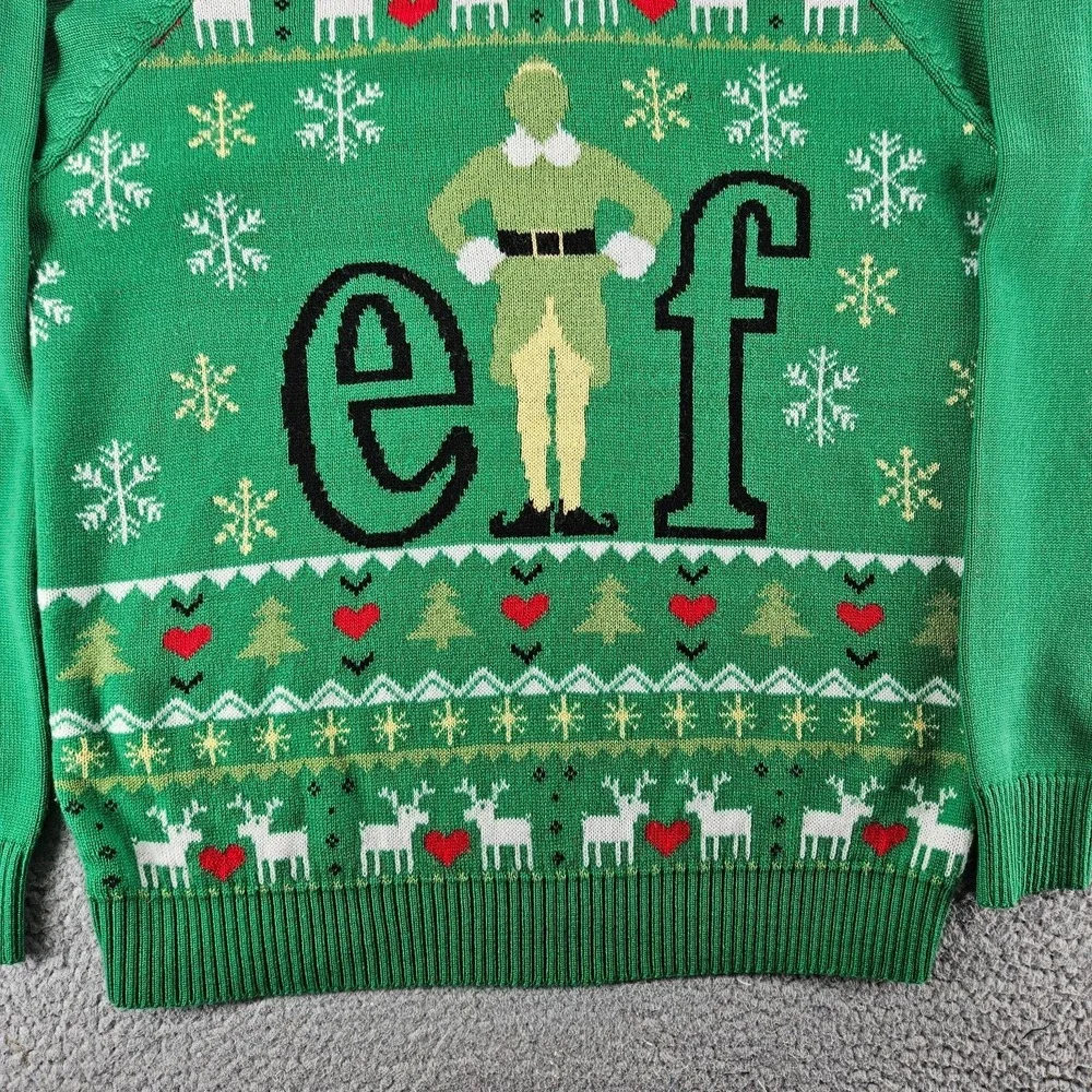 Elf‎ Ugly Christmas Sweater Womens XXL Green Holiday  Tacky Knit Snowflake Buddy